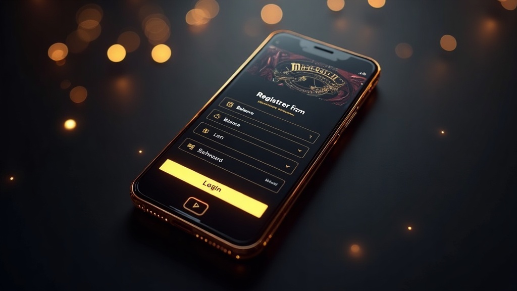 Schermata mobile con registrazione, login e pannello account del casinò