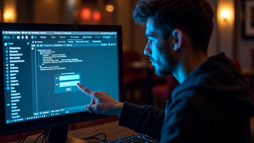 Utente che recupera la password davanti a uno schermo luminoso